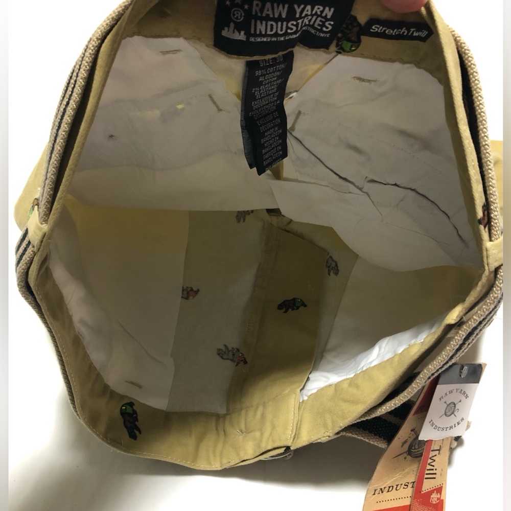 MENS RAW YARN INDUSTRIES NEW W.T. BearStretch Twill Khaki Shorts/ Belt Size 30 - Picture 7 of 12